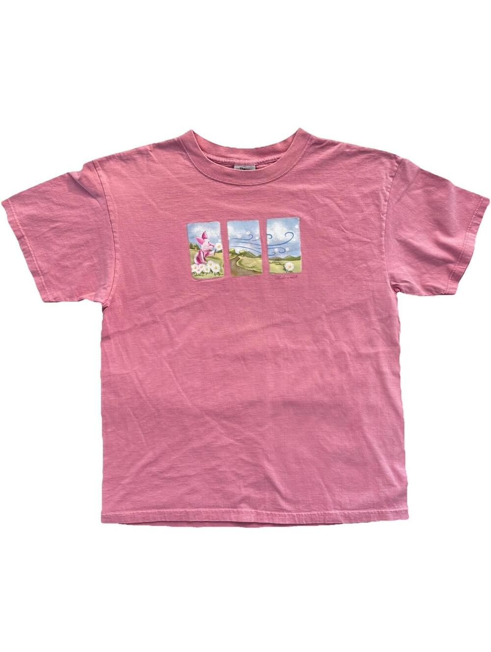 Vintage 90s Disney Store Piglet Winnie the Pooh Make a Wish Pink T-Shirt Size L